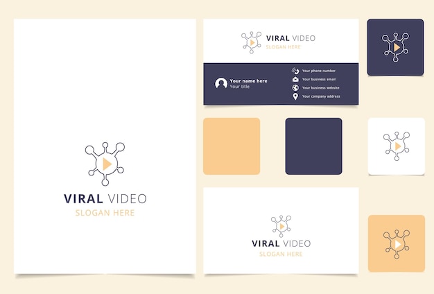 Design de logotipo de vídeo viral com livro de marca de slogan editável