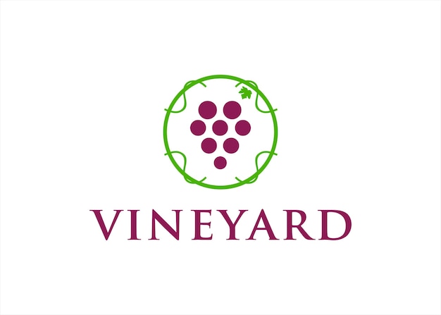design de logotipo de vinhedo vetor fazenda de uva agricultura folha árvore planta