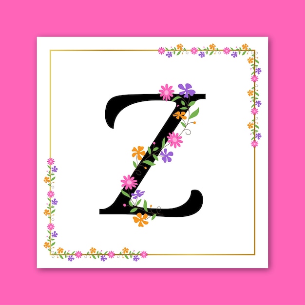 Vetor design de logotipo decorativo floral letra z