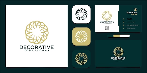 Design de logotipo decorativo simples e cartão de visita