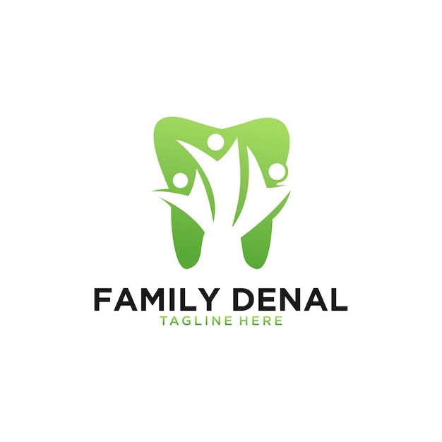 Design de logotipo dental da família verde