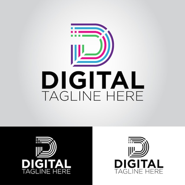 Vetor design de logotipo digital letra d