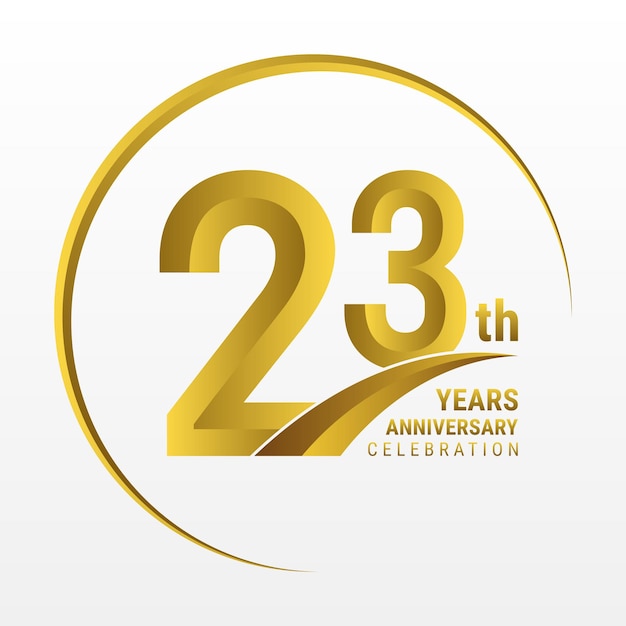 Vetor design de logotipo do 23º aniversário com cor dourada e anel logo vector template