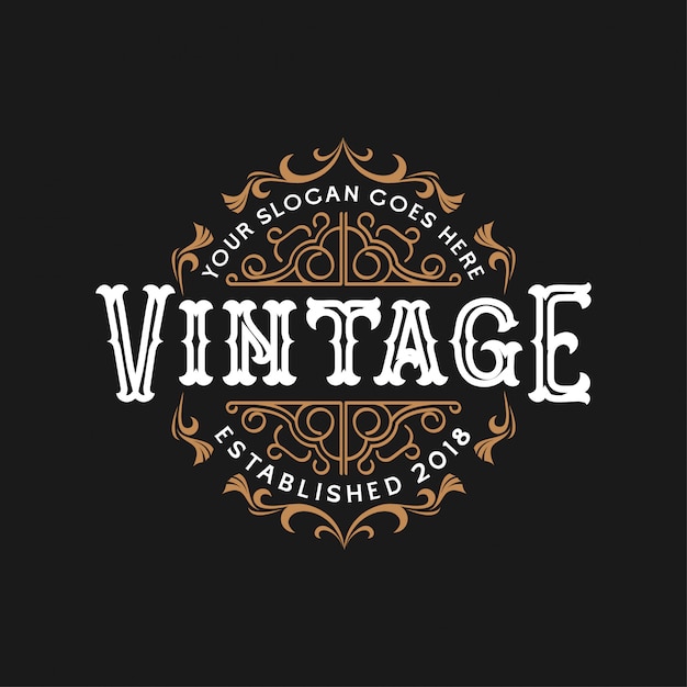 Vetor design de logotipo do casamento do vintage