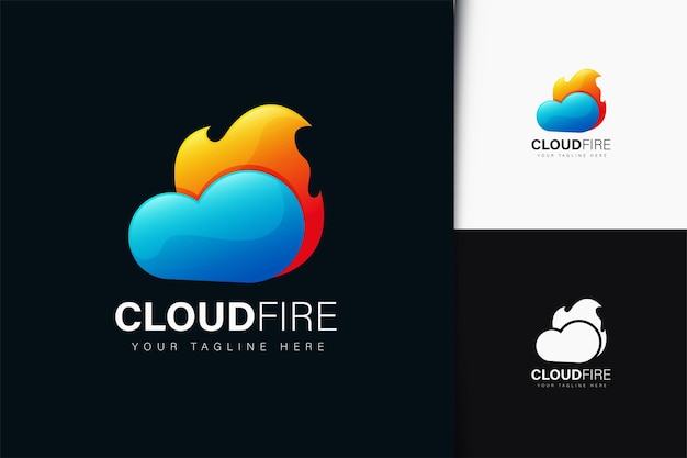 Design de logotipo do cloud fire com gradiente