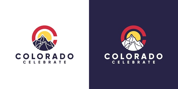 Design de logotipo do dia do colorado com letra c e crista do colorado