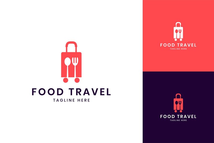 Design de logotipo do espaço negativo para viagens gastronômicas