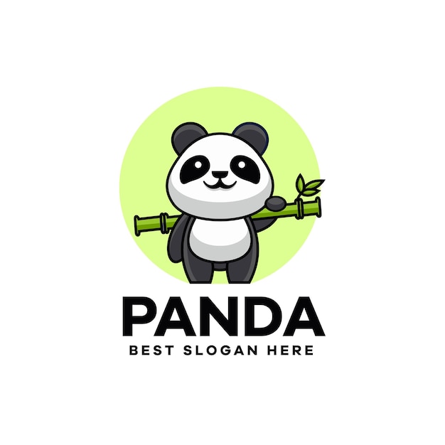 Design de logotipo do mascote bonito do panda