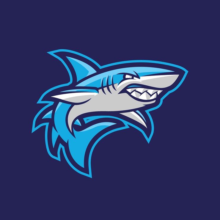 Design de logotipo do mascote de tubarões