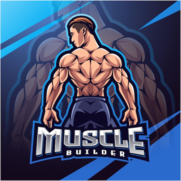 Vetor design de logotipo do mascote do homem musculoso