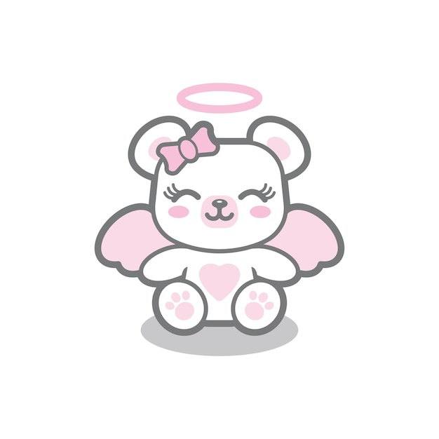 Design de logotipo do mascote do urso anjo