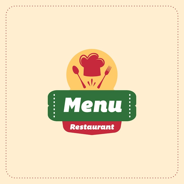 Design de logotipo do menu do restaurante sinal de chapéu de chef