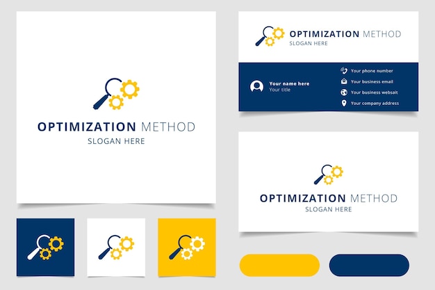 Design de logotipo do método de otimização com slogan editável