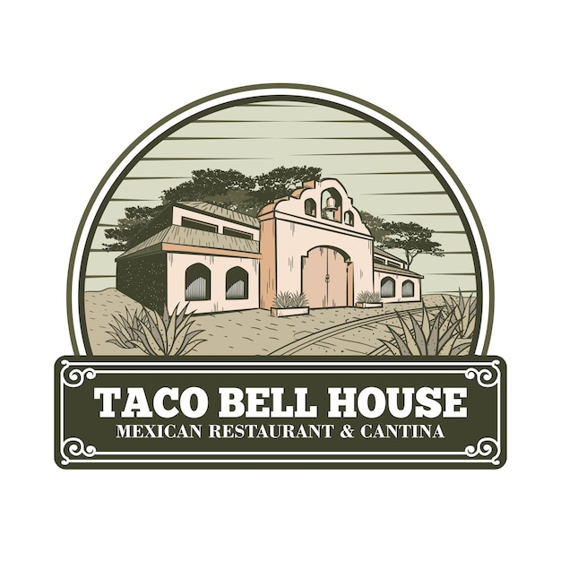 Design de logotipo do restaurante taco bell house e cantina