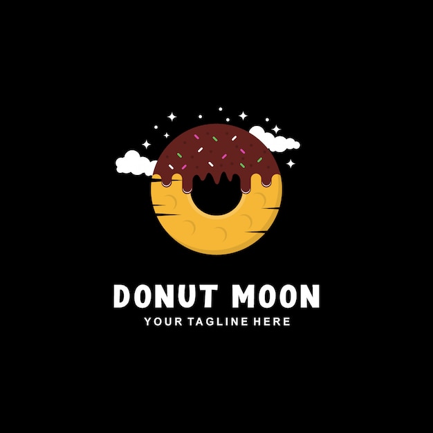 Design de logotipo donut moon com estilo simples