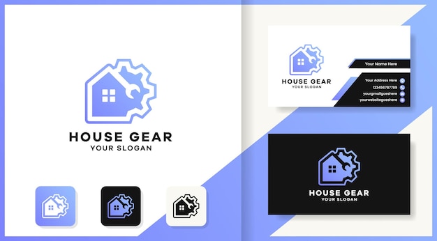 Design de logotipo e cartão de visita da casa de ferramentas