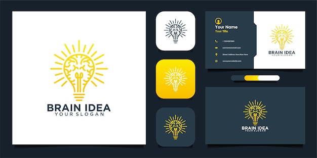 Design de logotipo e cartão de visita da ideia do cérebro