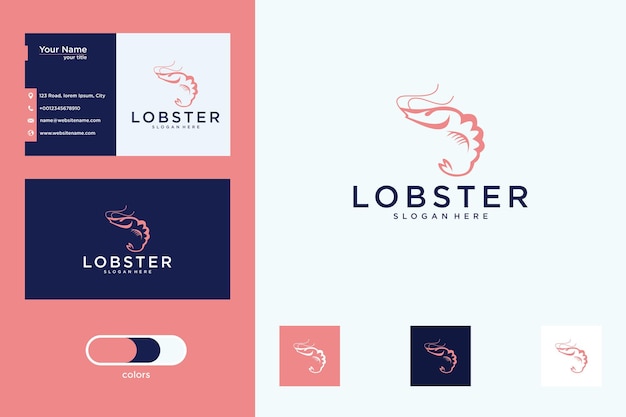 Design de logotipo e cartão de visita da lagosta