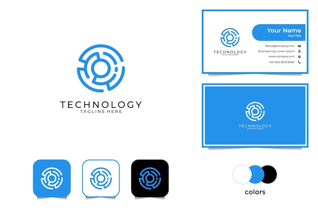 Design de logotipo e cartão de visita da tecnologia circle