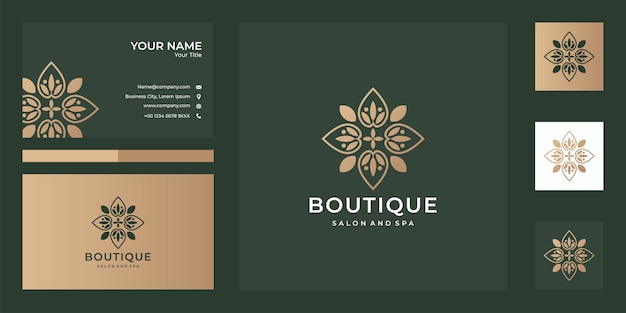 Design de logotipo e cartão de visita de boutique, bom uso para spa, boutique, spa e empresa de logotipo de moda