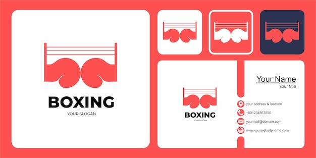 Design de logotipo e cartão de visita de boxe