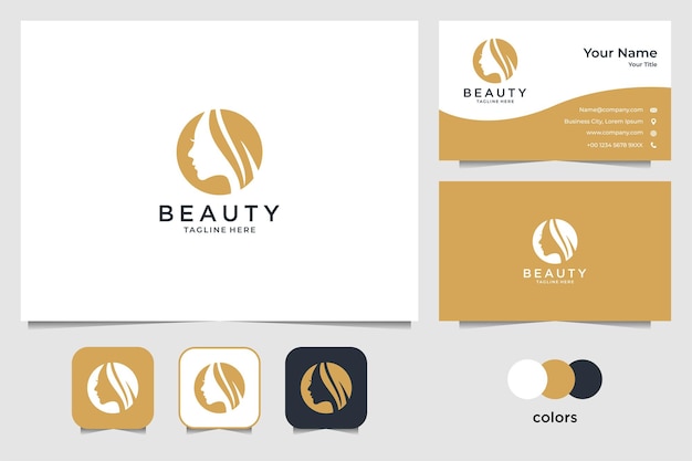 Design de logotipo e cartão de visita de mulheres elegantes de beleza