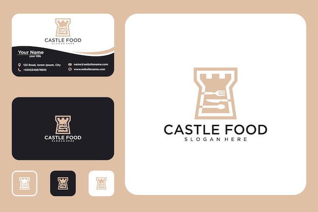 Design de logotipo e cartão de visita do castelo food