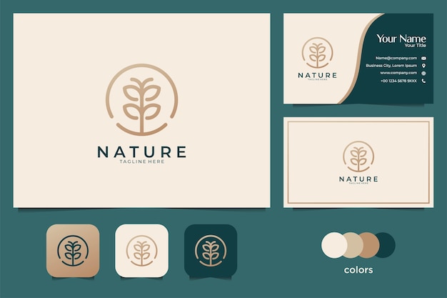 Design de logotipo e cartão de visita nature line art