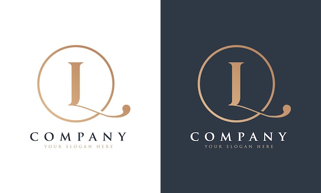 Design de logotipo elegante de letra l de luxo real abstrato premium