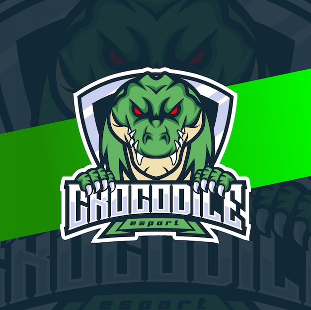 design de logotipo esport crocodilo mascote