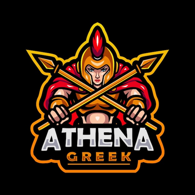 Design de logotipo esport de mascote Athena para logotipo de jogos de esporte eletrônico e camiseta ou twitch e youtube