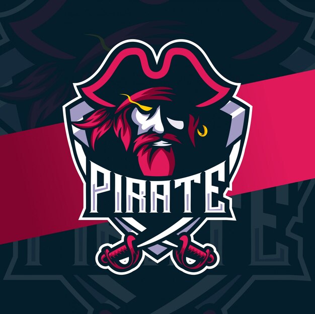 Design de logotipo esport de mascote de pirata