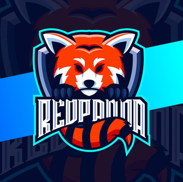 Design de logotipo esport panda vermelho mascote