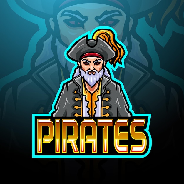 Design de logotipo esportivo do mascote dos piratas