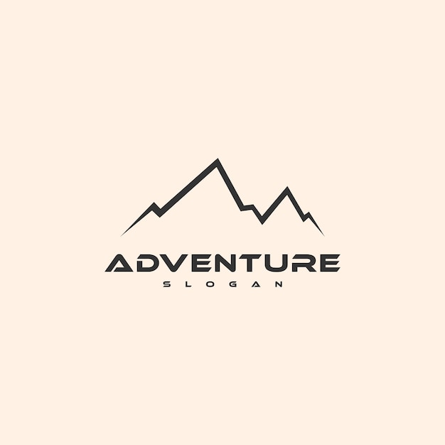 Vetor design de logotipo exclusivo de aventura na montanha