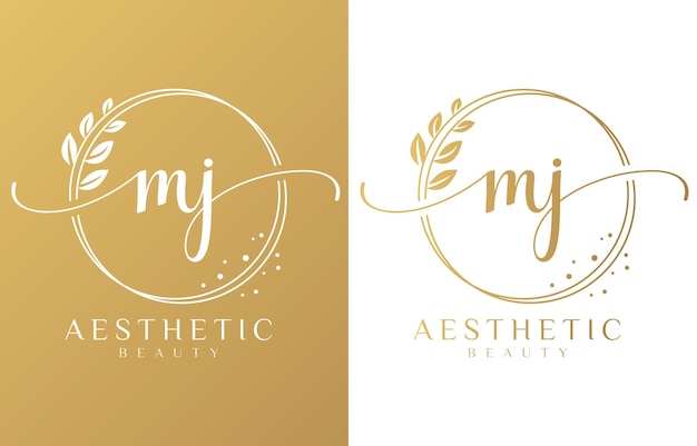 Design de logotipo feminino inicial m e j