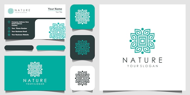 Design de logotipo floral elegante minimalista para beleza, cosméticos, yoga e spa. design de logotipo e cartão de visita