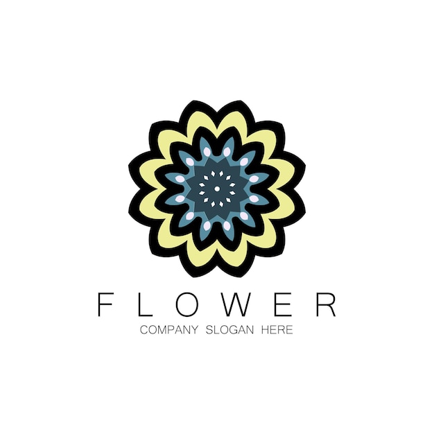 Design de logotipo floral mandala art vector para etiqueta de banner de marca da empresa ou produto