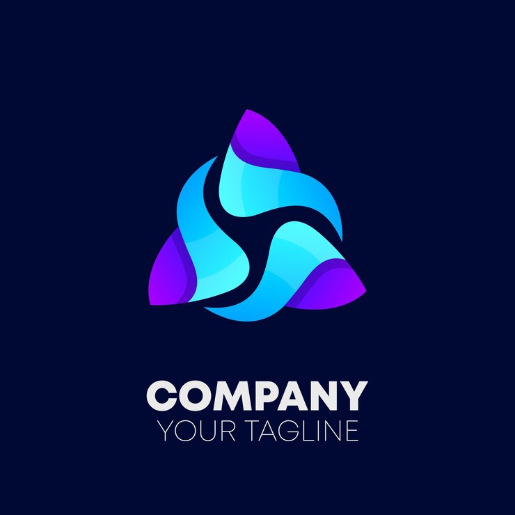 Design de logotipo gradiente abstrato roxo e azul