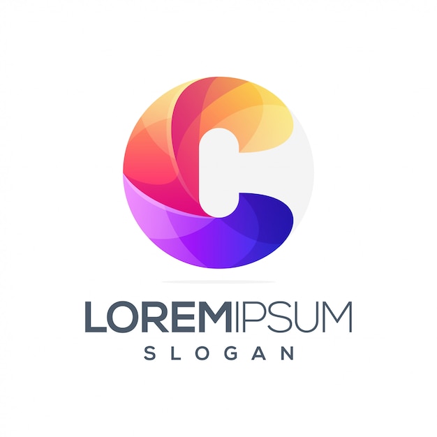 Design de logotipo gradiente colorido letra c