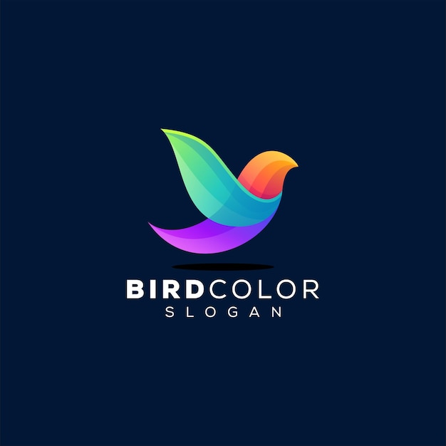 Vetor design de logotipo gradiente de cor de pássaro