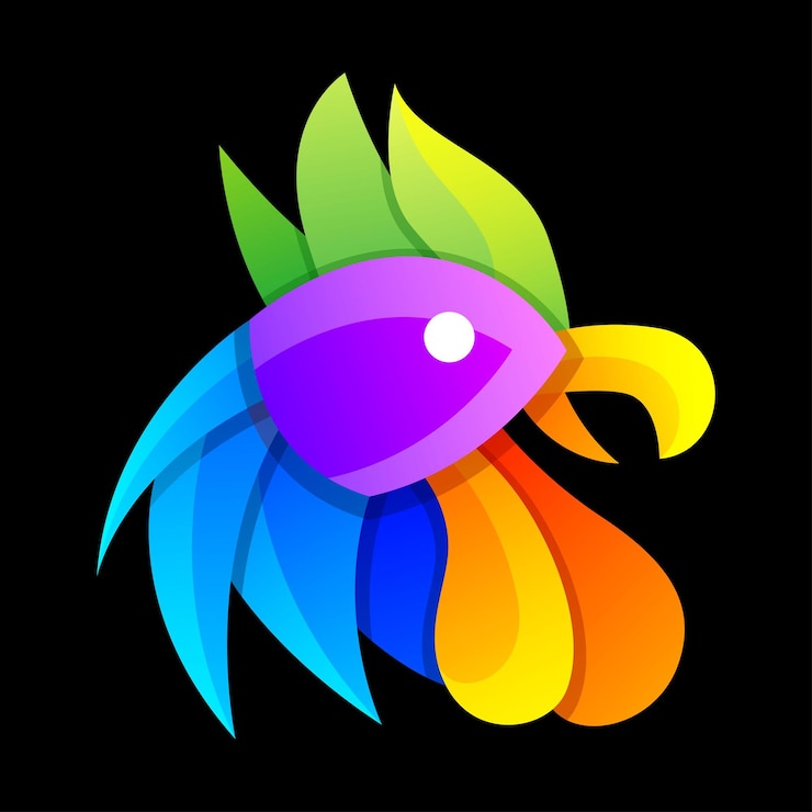 Vetor design de logotipo gradiente de galo colorido