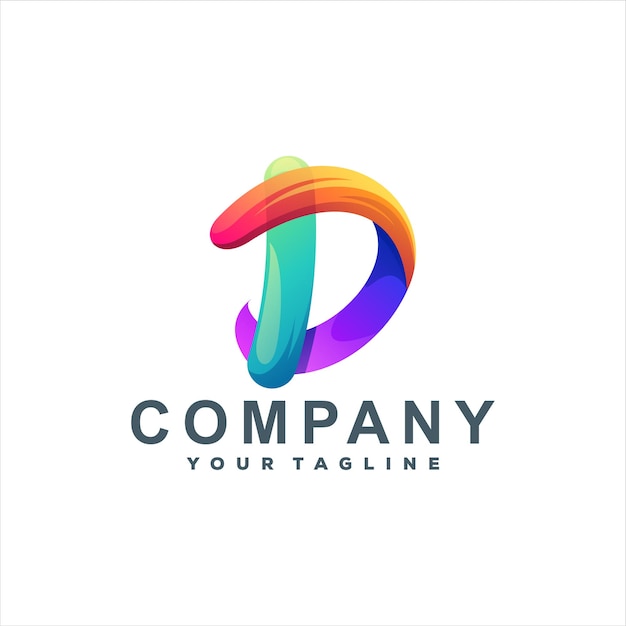 design de logotipo gradiente letra d
