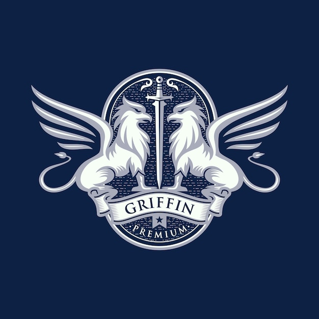 Vetor design de logotipo heraldry griffin