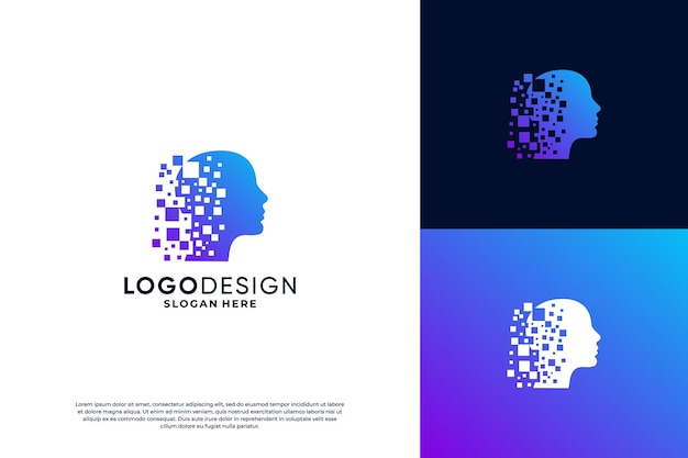 Design de logotipo humano inteligente para tecnologia