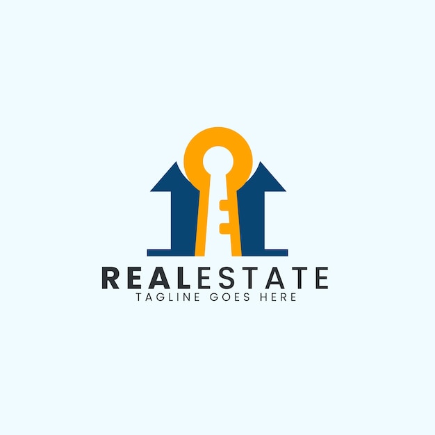 Design de logotipo imobiliário com chave da casa