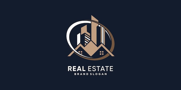 Design de logotipo imobiliário com conceito moderno criativo vetor premium