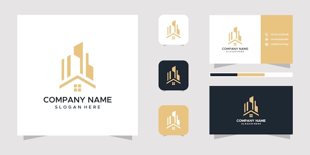 Design de logotipo imobiliário e cartão de visita.