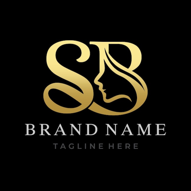 Design de logotipo inicial do rosto de beleza da letra sb