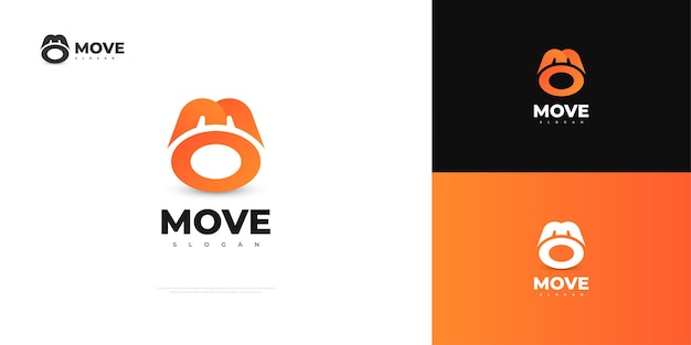 Design de logotipo inicial m e o com conceito moderno mo ou ícone de logotipo om em gradiente laranja